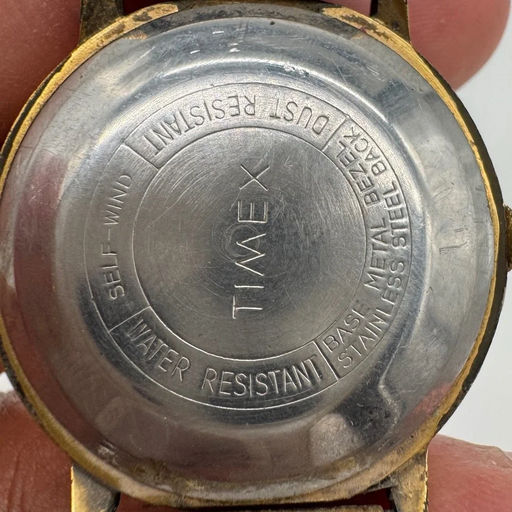 Vintage Timex Automatic Watch Gold Tone Date 46550 3272 For Parts Repair